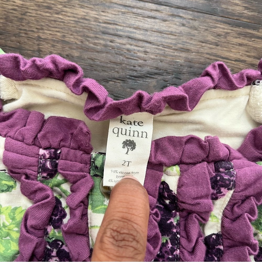 Kate Quinn bamboo grapes ruffle bubble romper 2T - Picture 2 of 2